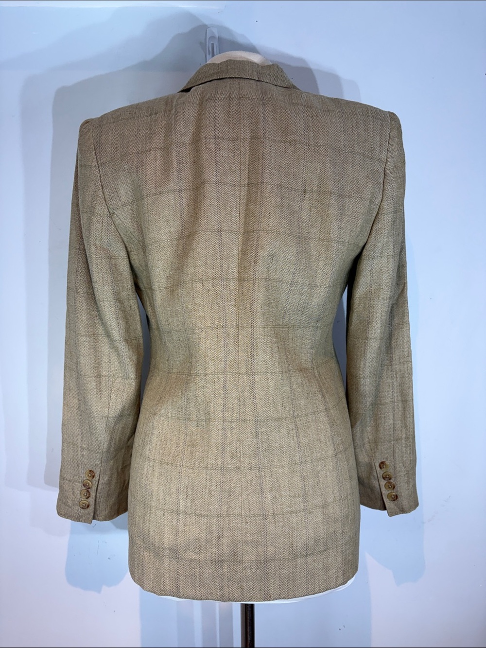 Lauren Ralph Lauren Herringbone Linen Rayon Blazer Tailored Jacket Tan Size 8 - Picture 12 of 16